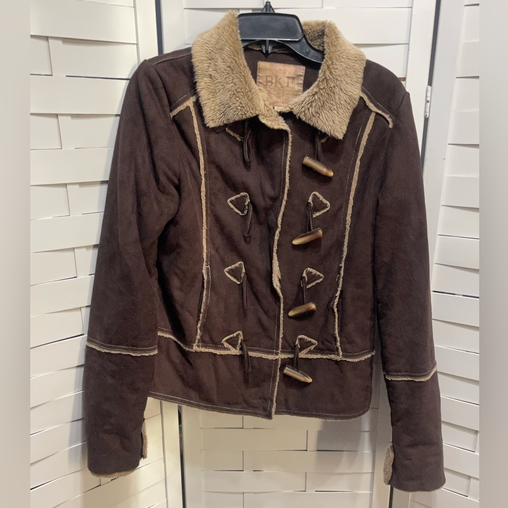 BKE Faux Fur Button-Up Jacket